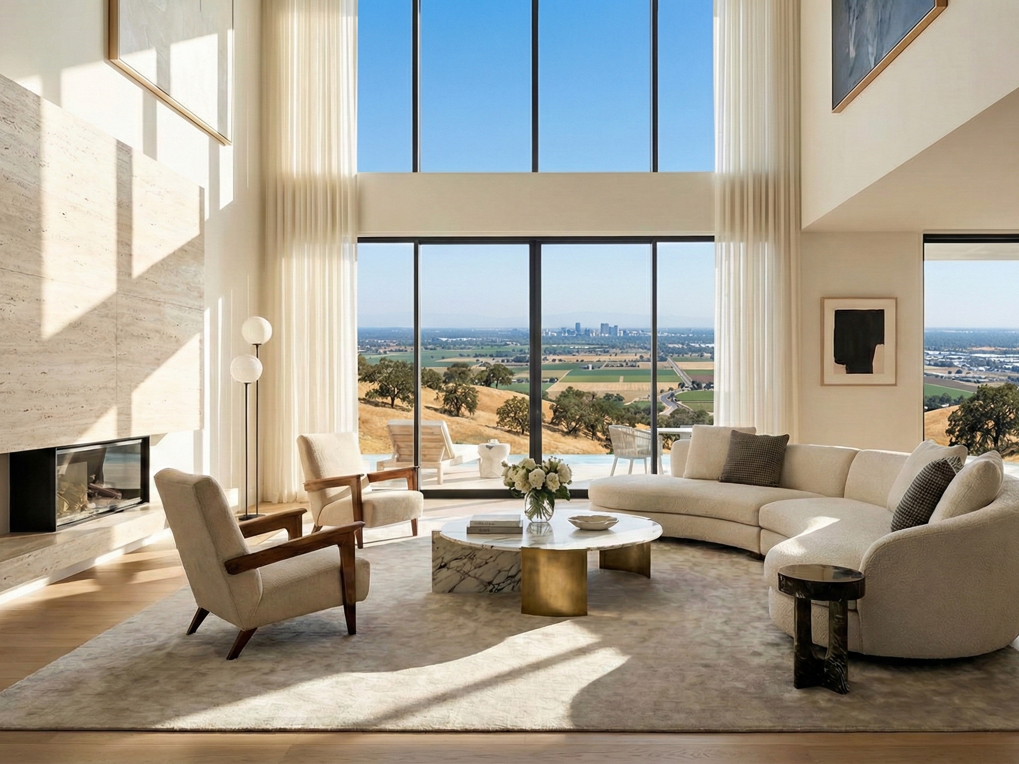 an image of a luxury modern home interior that is bright with high end furniture in El Dorado Hills