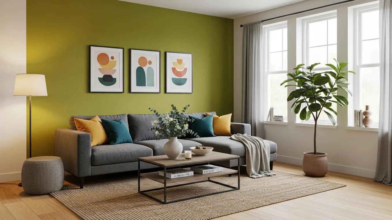 Beautifully painted interior living room showcasing vibrant colors and modern decor