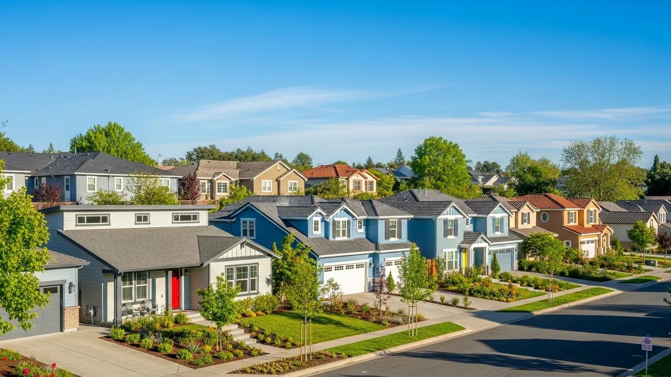 Residential neighborhood in El Dorado Hills showcasing diverse house painting styles